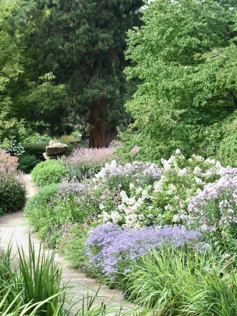 Plantula Amedorf - Outdoor Pflanzen Bunte Blumen und grünes Laub in einem angelegten Garten mit geschwungenen Wegen.